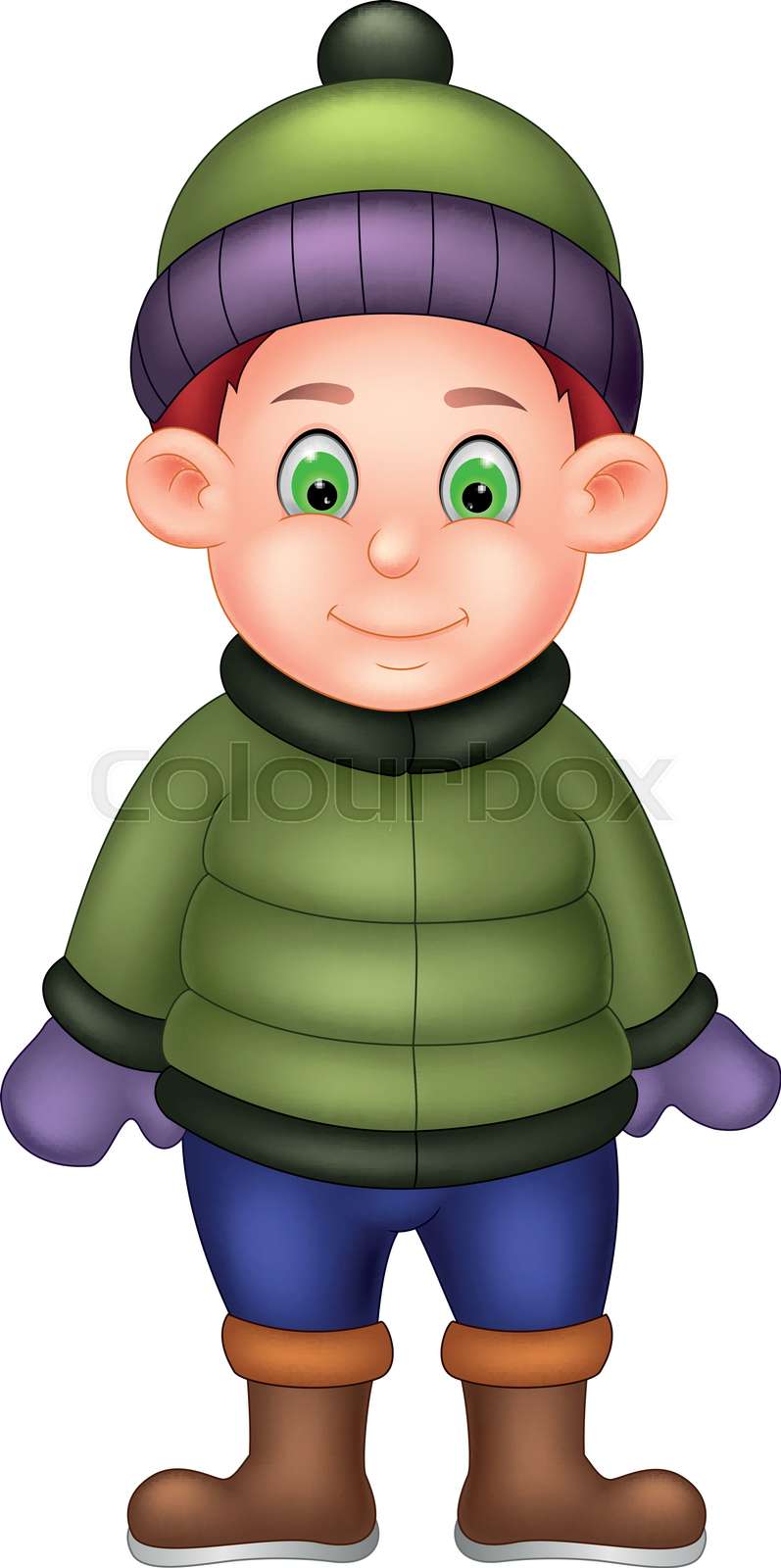 Funny Boy Wearing Green Jacket Cartoon | Stock vector | Colourbox