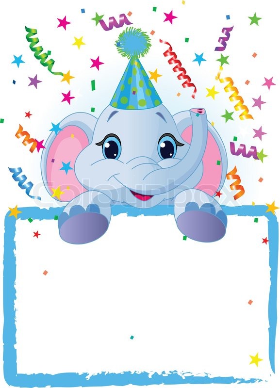 Cute Elephant Clipart Birthday