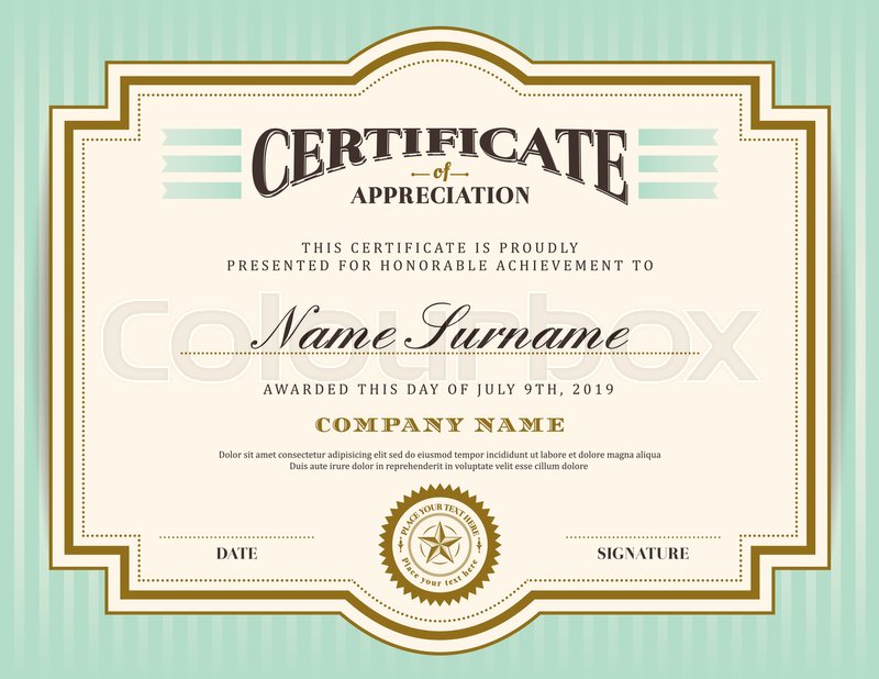 Vintage retro border and frame certificate background template | Stock  vector | Colourbox