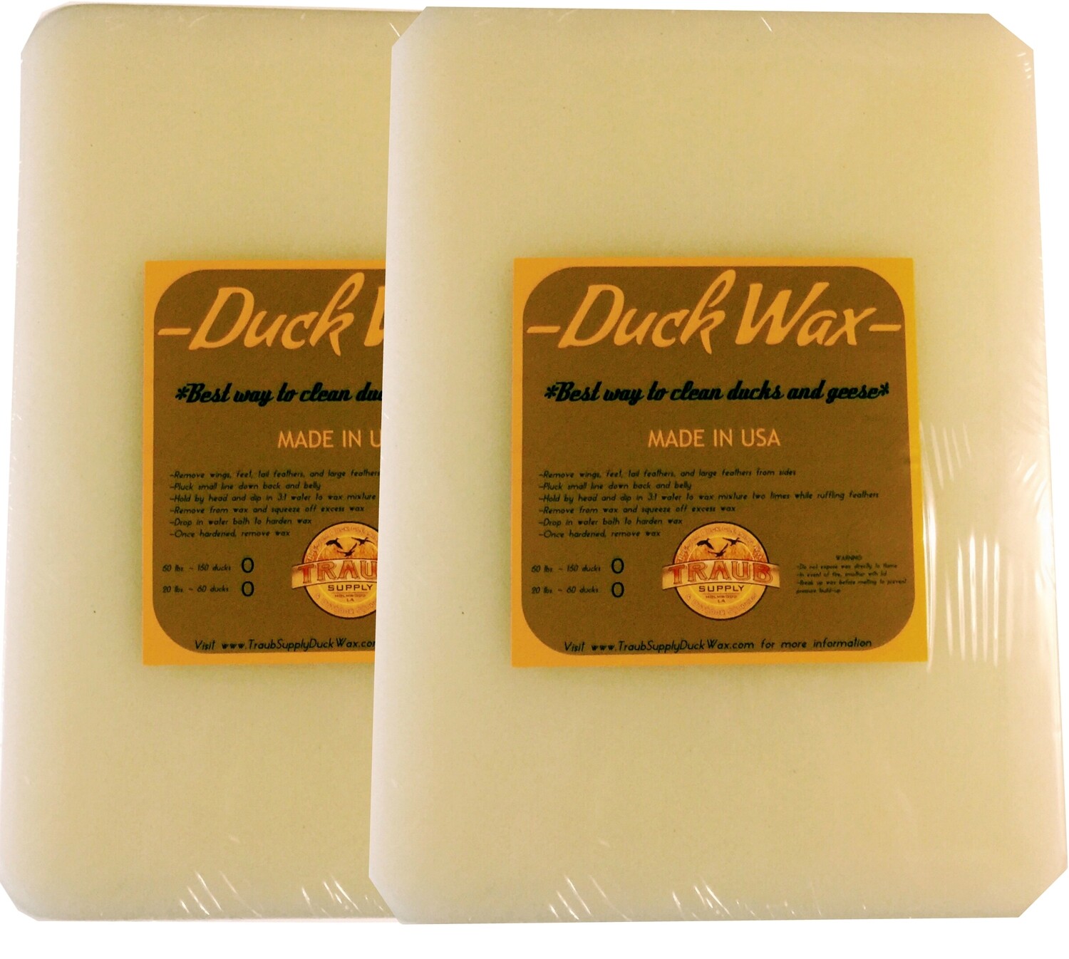 BUY NOW  -   2 slabs 22 lbs. Wild  Duck Wax (CLEANS ABOUT 60 WILD DUCKS) USA ONLY SHIPPING INCLUDED