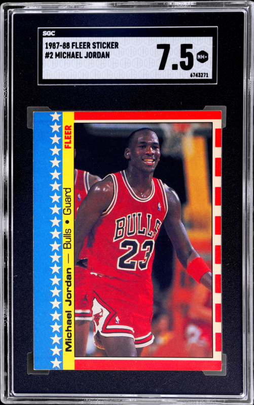 1987 Fleer Sticker Michael Jordan #2 SGC 7.5 image.