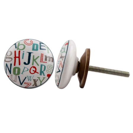 Multicolor Alphabet Flat Ceramic Drawer Knobs