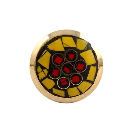 Round Yellow Stone and Metal Knob