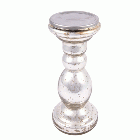 Silver Glass Pillar Candle Holder