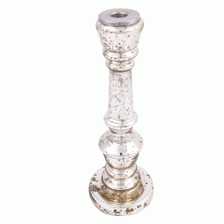 Silver Glass Pillar Candle Holder