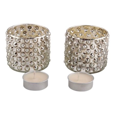 Silver Vintage Effect Cup Candle Holder