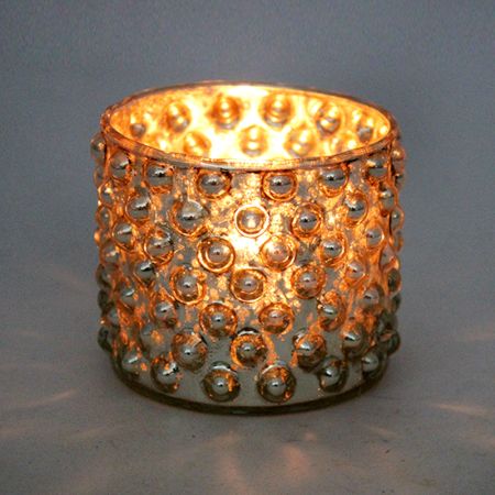 Silver Vintage Effect Cup Candle Holder