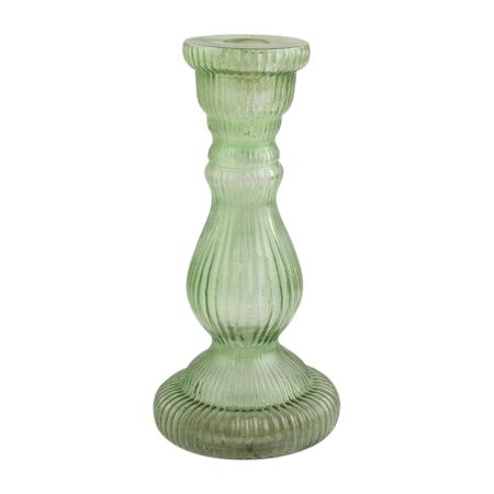 Green Pillar Glass Candle Holder (Set of 1 Piece)