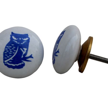 Blue Owl Flat Kids Drawer Knob