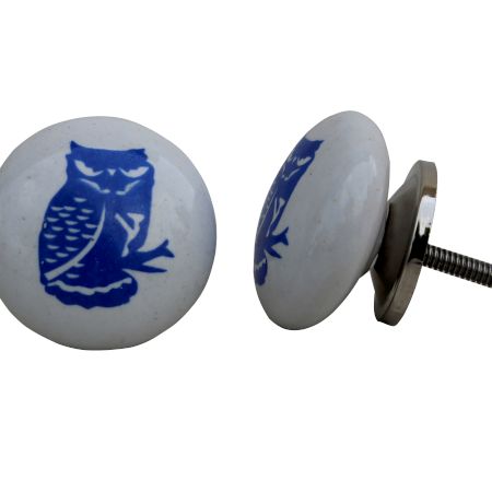 Blue Owl Flat Kids Drawer Knob