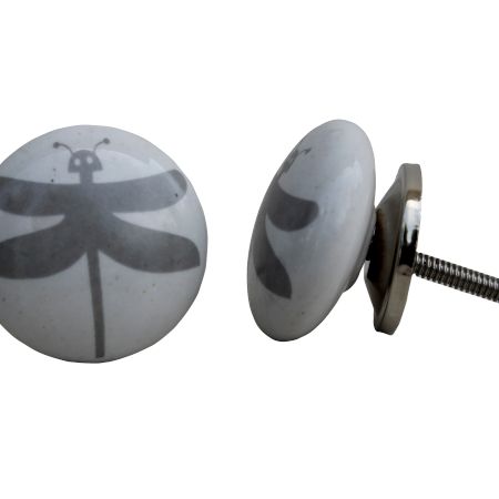 White Grey Butterfly Knob