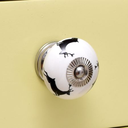 Black Running Rein Deer Pattern Ceramic Dresser Knob Online