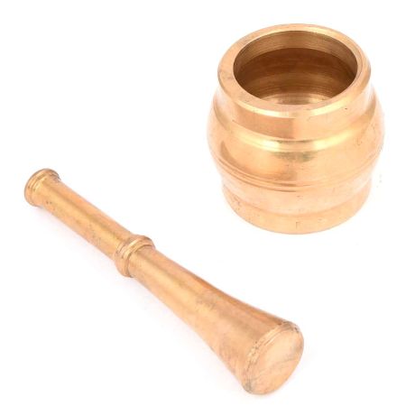 Mortar Pestle Brass Grind Food Crusher