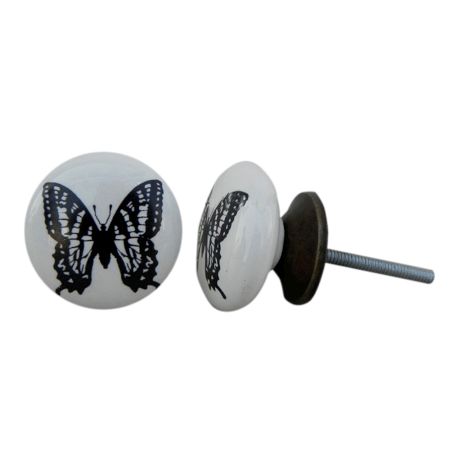 Black Butterfly Painted Knob