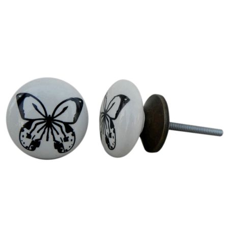 Black Butterfly Ceramic Cabinet Knob