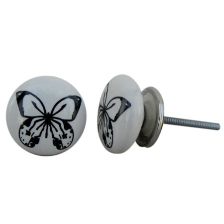 Black Butterfly Ceramic Cabinet Knob