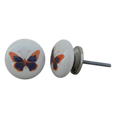 Blue Butterfly Ceramic Kids Knob