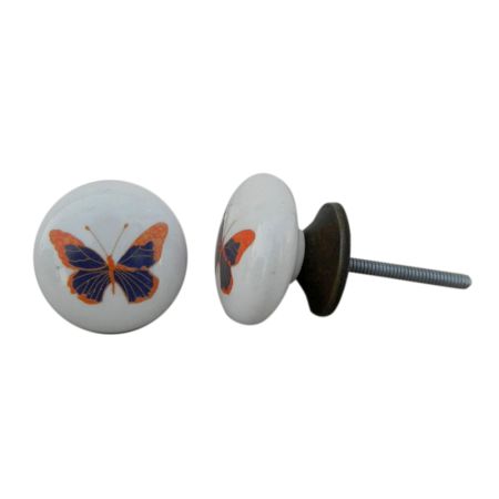 Blue Butterfly Ceramic Kids Knob