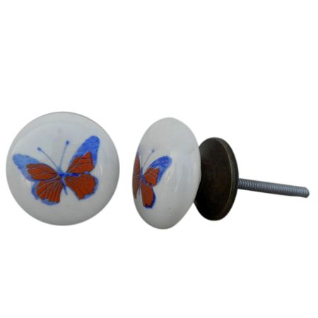 Orange Butterfly Ceramic Knob