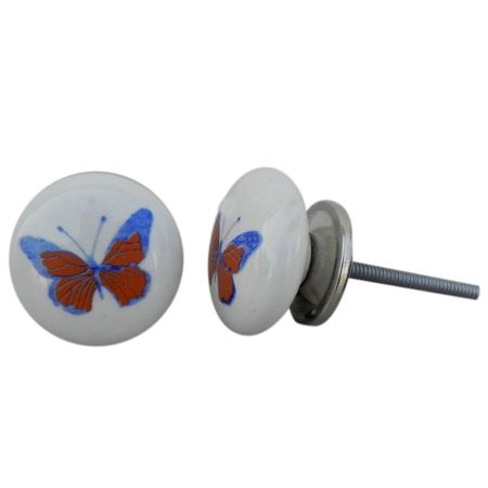 Orange Butterfly Ceramic Knob