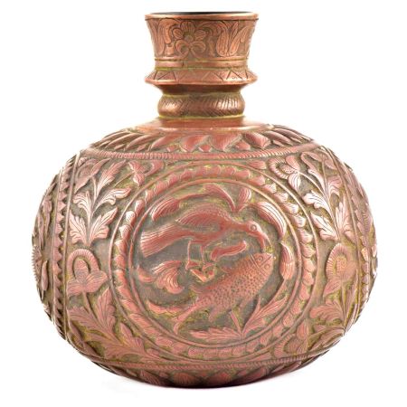 Vintage Copper Embossed Design Hookah Base