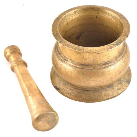 Handmade Mortar Pestle Made of Solid Brass