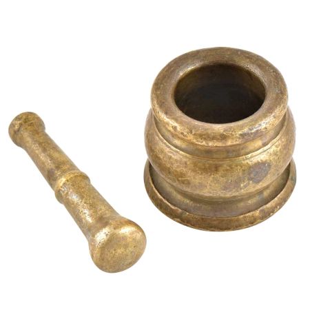 Brass Morter And Pestle Okhli Or Masher 