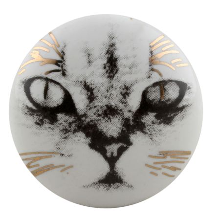 Abyssinian Cat Face Golden pattern Ceramic Cabinet Knobs Online