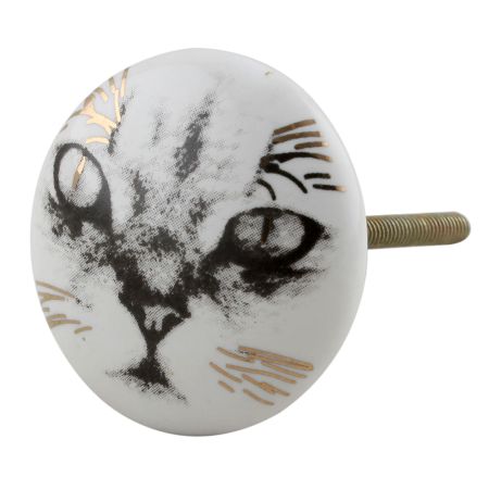 Abyssinian Cat Face Golden pattern Ceramic Cabinet Knobs Online