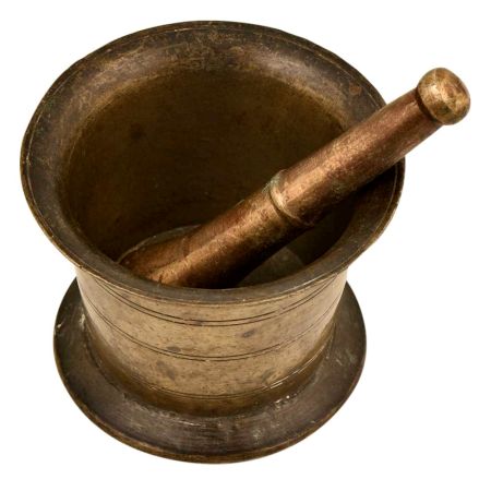 Indian Brass Mortar And Pestle