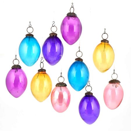 Set Of 10 Multicolored Christmas Ornaments Pear Shaped Christmas Tree Hangings