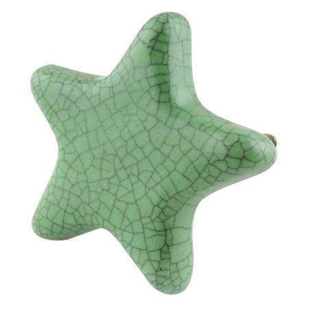 Green Star Crackle Ceramic Knob