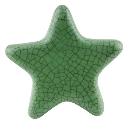 Green Star Crackle Ceramic Knob