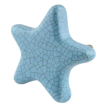 Turquoise Star Crackle Ceramic Knob