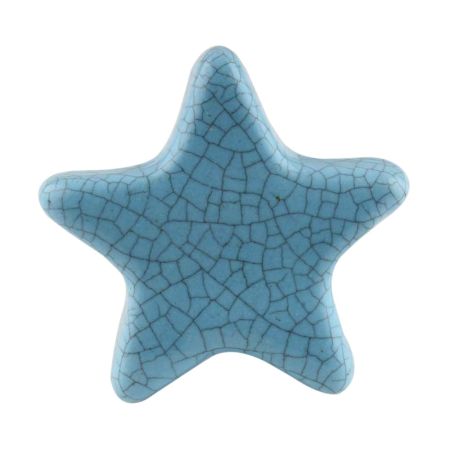 Turquoise Star Crackle Ceramic Knob