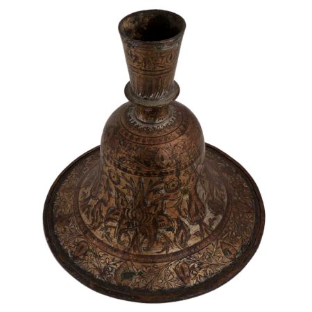 Indo Islamic Handcrafted Brass Hookah Base Mughal Style