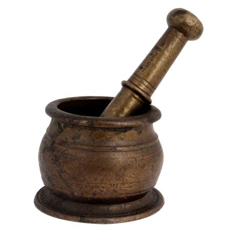 Traditional Brass Mortar Pestle Spice Herb Grinder