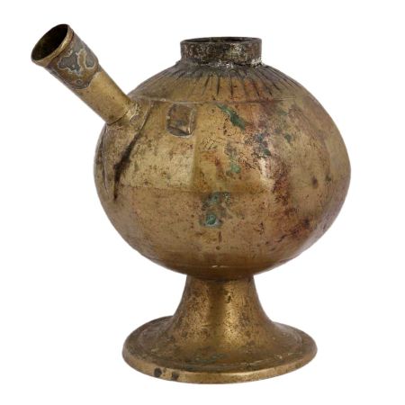 Handmade Brown Brass Hookah Pot Mughal Style