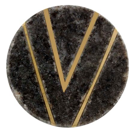 Round Grey Stone Gold V Shape Cabinet Knobs