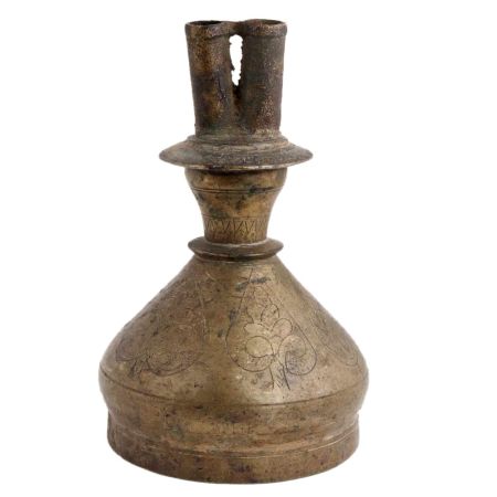 Handmade Antique Brass Dual Funnel Hookah Base