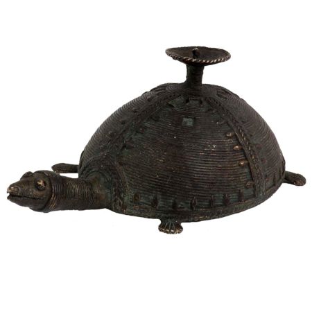 Brass Dhokra Turtle Candle Stand