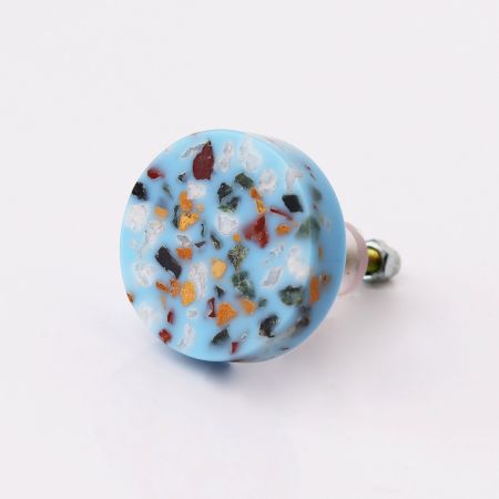 Turquoise Terrazzo Marble Round Cabinet Knobs