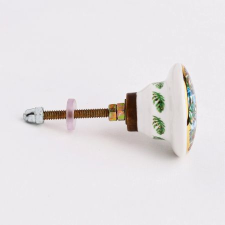 Tropical theme Jaguar Ceramic Cabinet Knobs with gold work