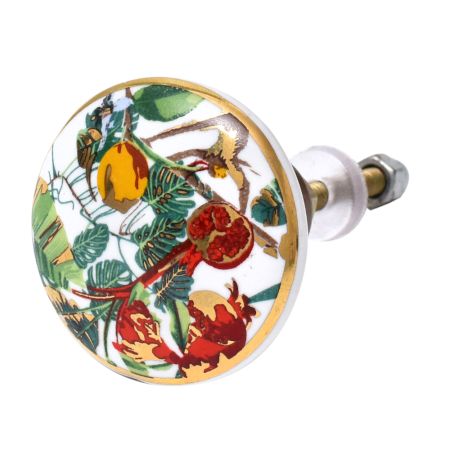 Tropical Fruits Animals Ceramic Cabinet Knobs  with Gold Work