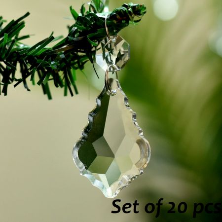 Clear Crystal Maple Leaf Christmas Tree Ornaments-Chandelier Lamp Drop-Set of 20