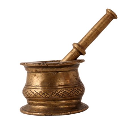 Traditional Indian Brass Pestle Mortar or Kutni