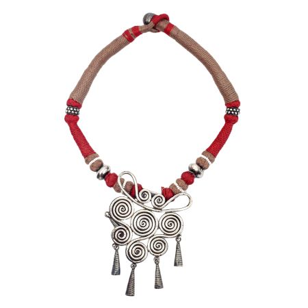 Rust Jute Thread  Tribal Necklace