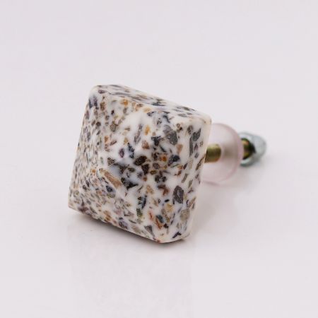 White Stone Terrazzo Cabinet Knobs