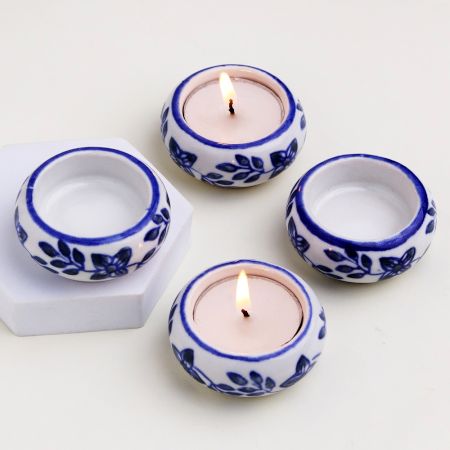 Beautiful Handmade Ceramic Tea Light Holder in Set of 4