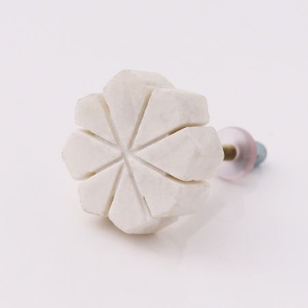 Stone Flower Shaped White Drawer Knob